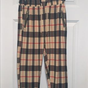 Plaid zippered joggers